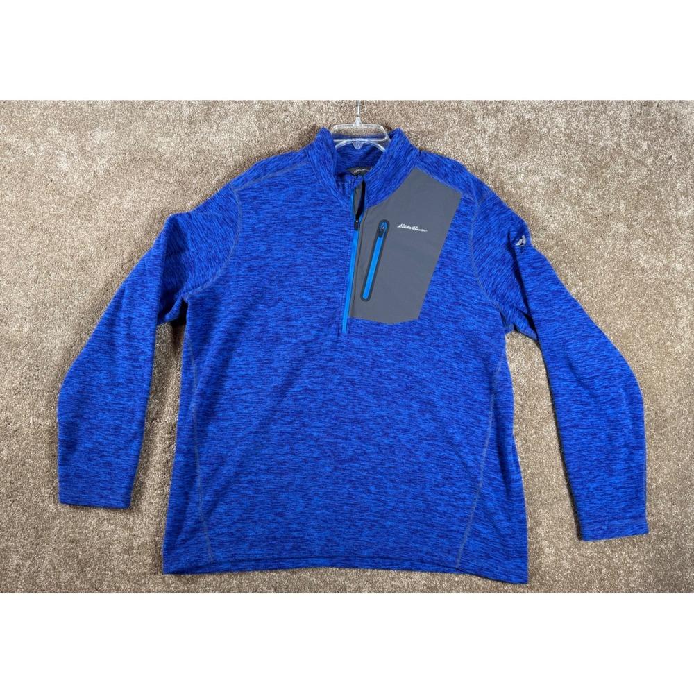 Eddie Bauer First Ascent Men's Blue Heathered Fleece 1/4‎ Zip Pullover 2XLT